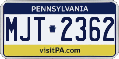 PA license plate MJT2362