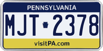 PA license plate MJT2378
