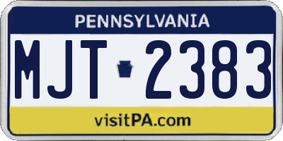PA license plate MJT2383