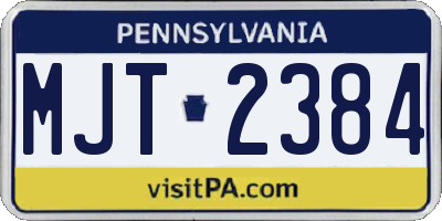 PA license plate MJT2384