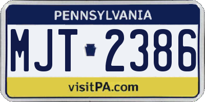 PA license plate MJT2386