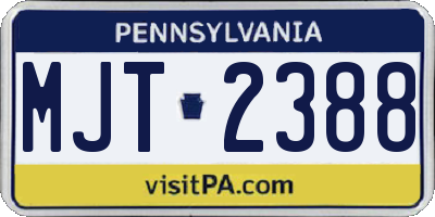 PA license plate MJT2388