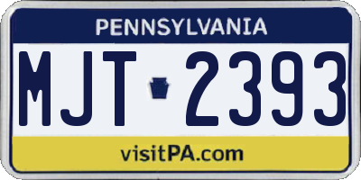 PA license plate MJT2393