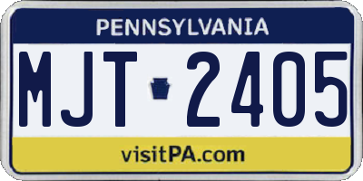 PA license plate MJT2405