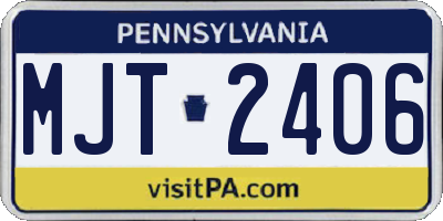 PA license plate MJT2406