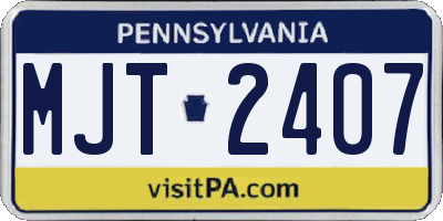PA license plate MJT2407