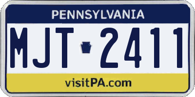 PA license plate MJT2411