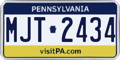 PA license plate MJT2434