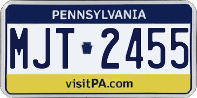 PA license plate MJT2455