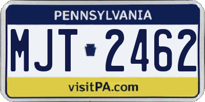 PA license plate MJT2462