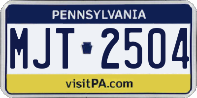 PA license plate MJT2504