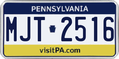 PA license plate MJT2516