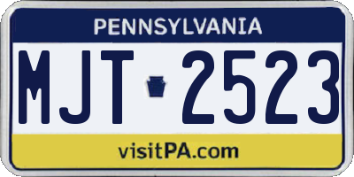 PA license plate MJT2523
