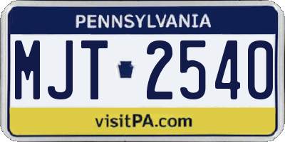 PA license plate MJT2540