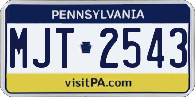 PA license plate MJT2543