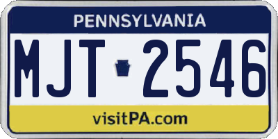 PA license plate MJT2546