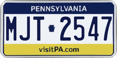 PA license plate MJT2547
