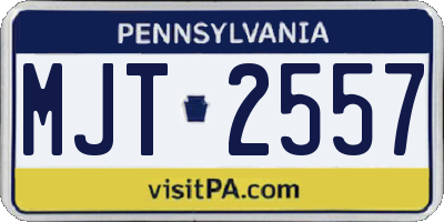 PA license plate MJT2557