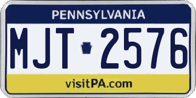 PA license plate MJT2576