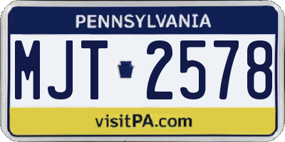 PA license plate MJT2578