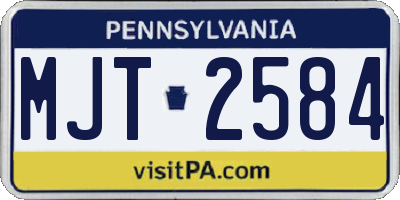 PA license plate MJT2584