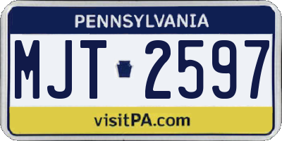 PA license plate MJT2597