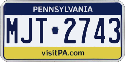 PA license plate MJT2743