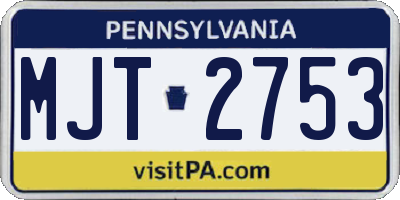 PA license plate MJT2753