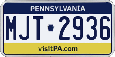 PA license plate MJT2936