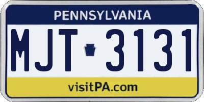 PA license plate MJT3131