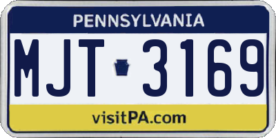 PA license plate MJT3169