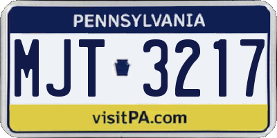PA license plate MJT3217