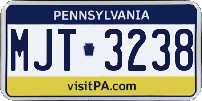 PA license plate MJT3238