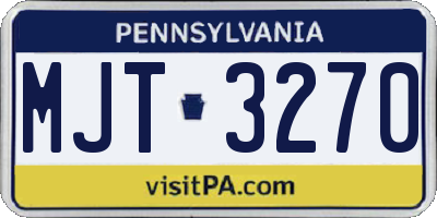 PA license plate MJT3270