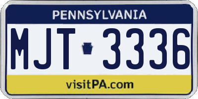 PA license plate MJT3336