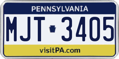 PA license plate MJT3405