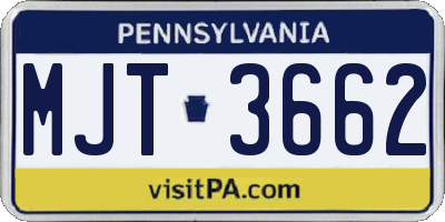 PA license plate MJT3662