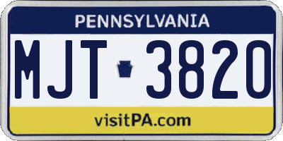 PA license plate MJT3820
