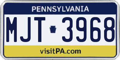 PA license plate MJT3968