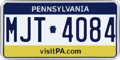 PA license plate MJT4084
