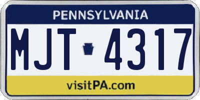 PA license plate MJT4317