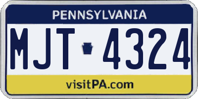 PA license plate MJT4324