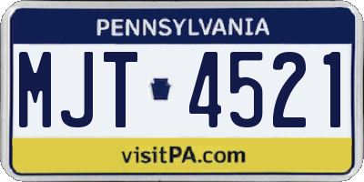 PA license plate MJT4521