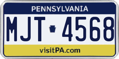 PA license plate MJT4568