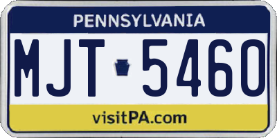 PA license plate MJT5460