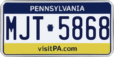 PA license plate MJT5868