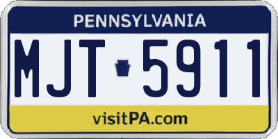 PA license plate MJT5911