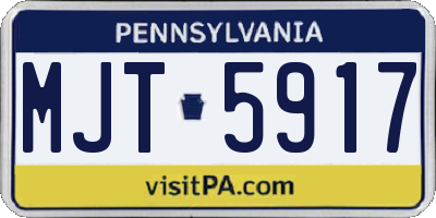 PA license plate MJT5917