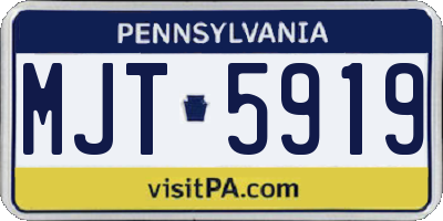 PA license plate MJT5919