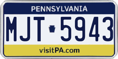 PA license plate MJT5943